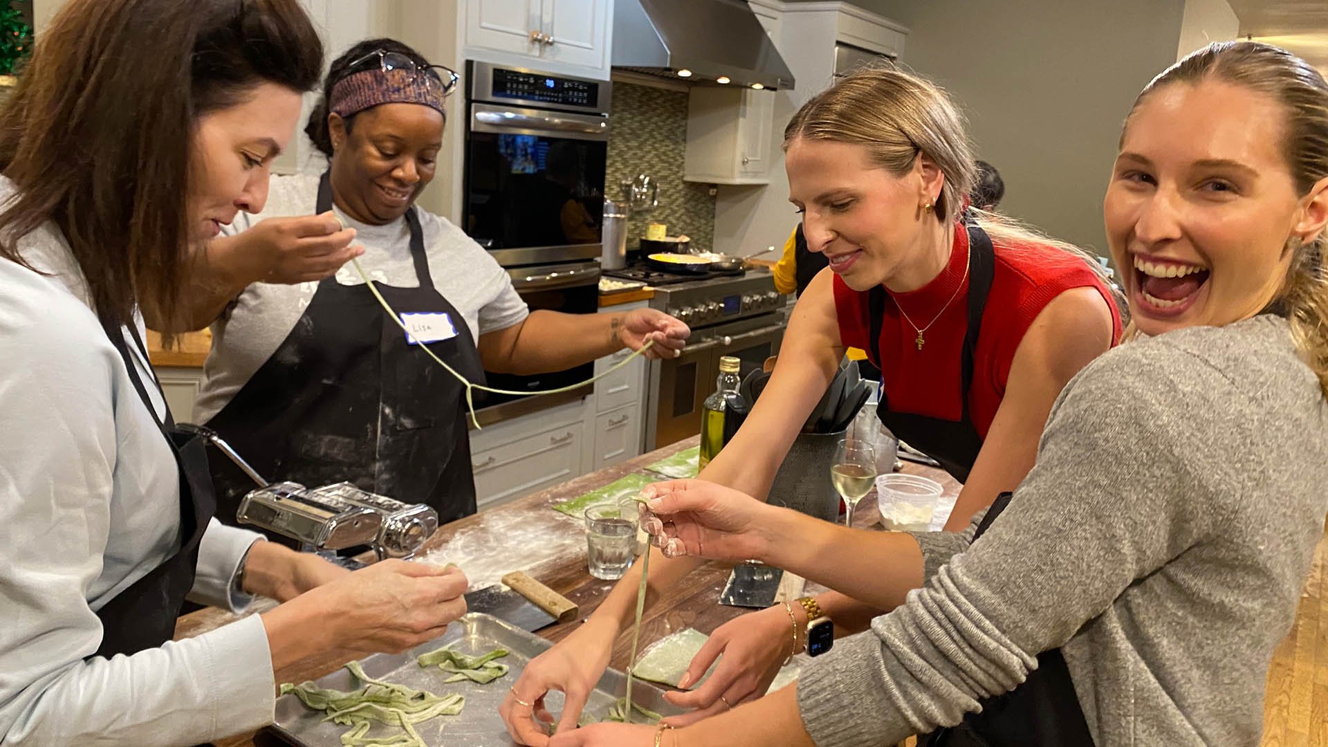 Students Making Fettuccine Pasta
