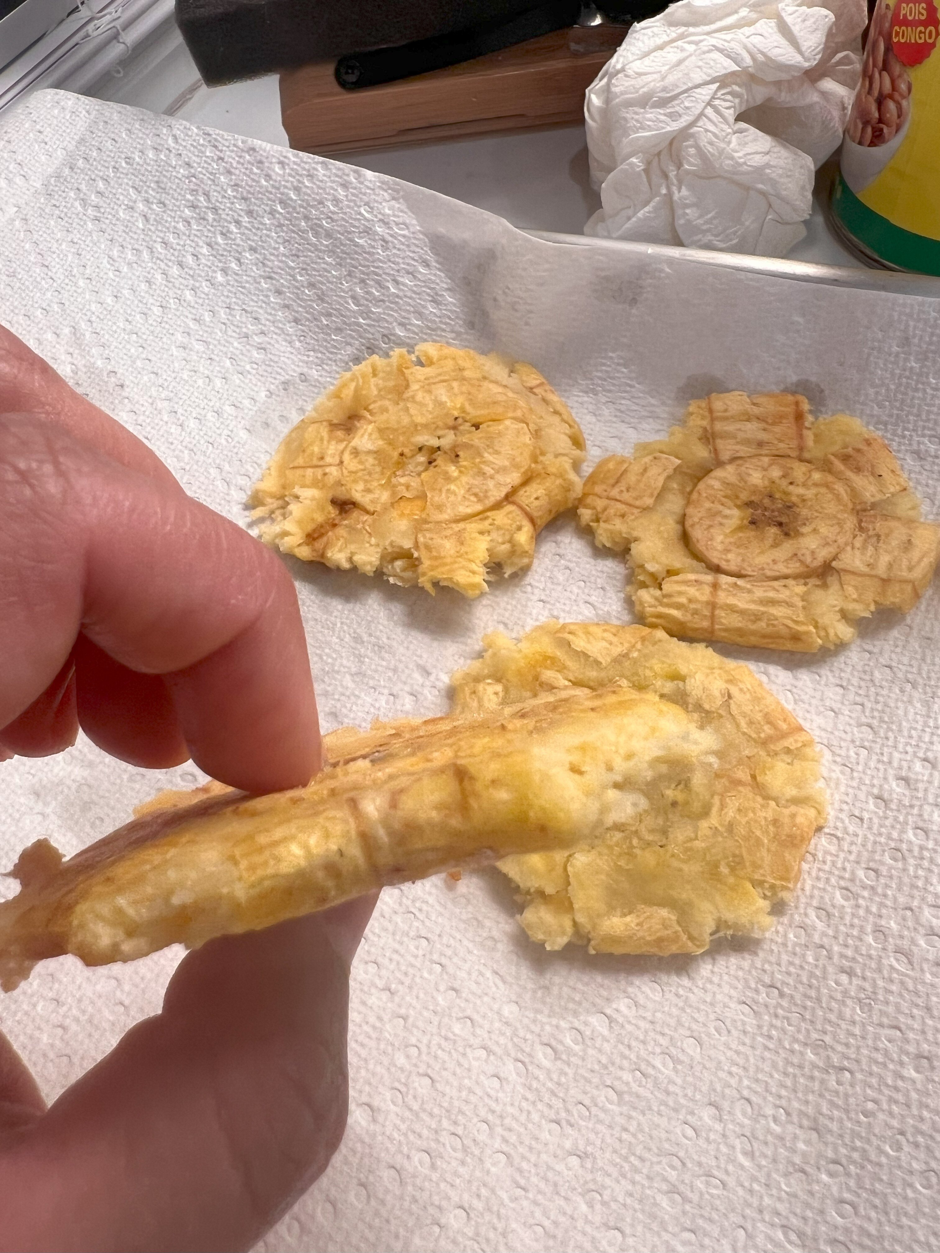 Mashed plantain showing thickness