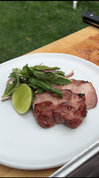 Grilled food on Nomad grill