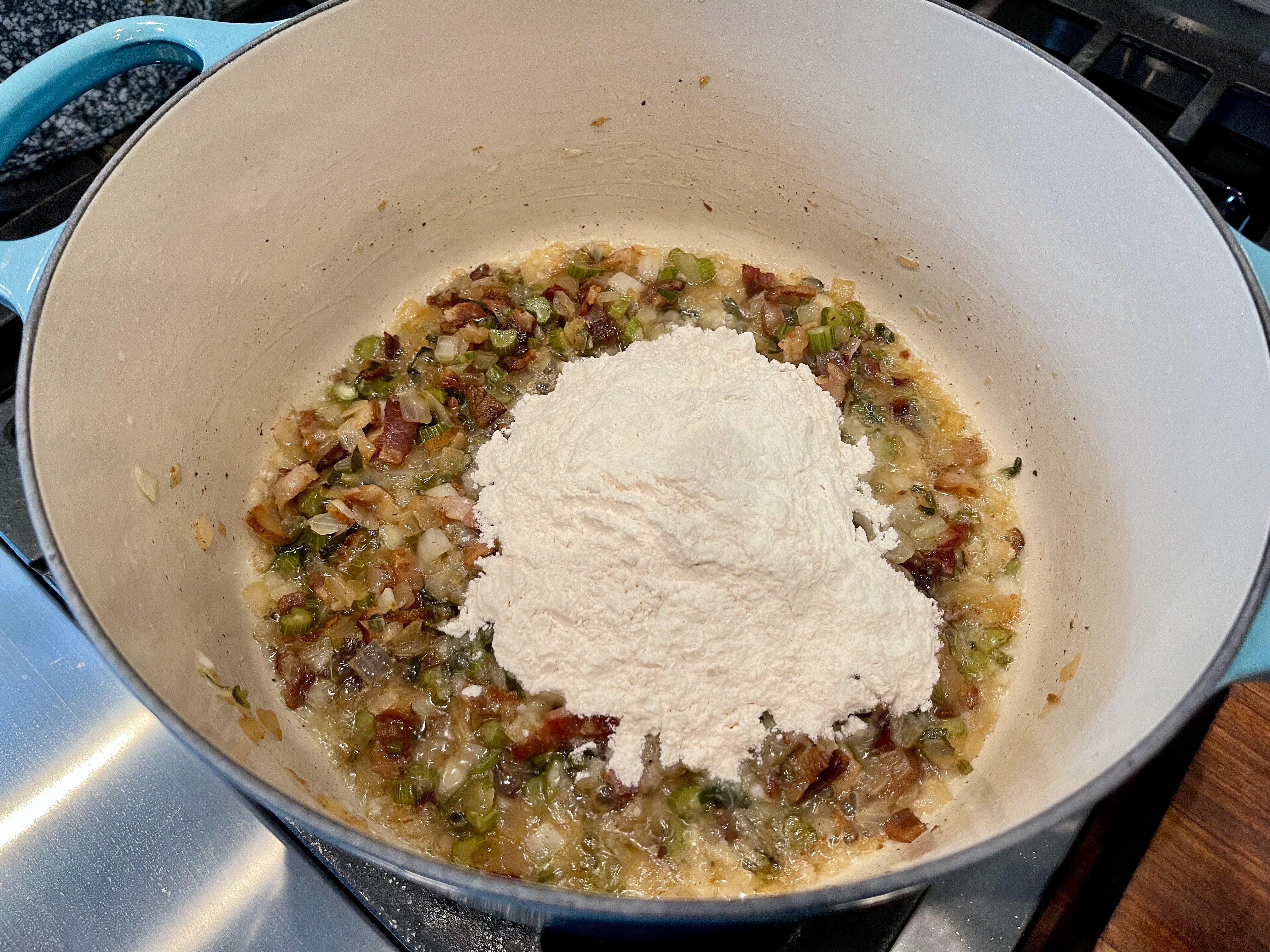 Adding flour to thicken