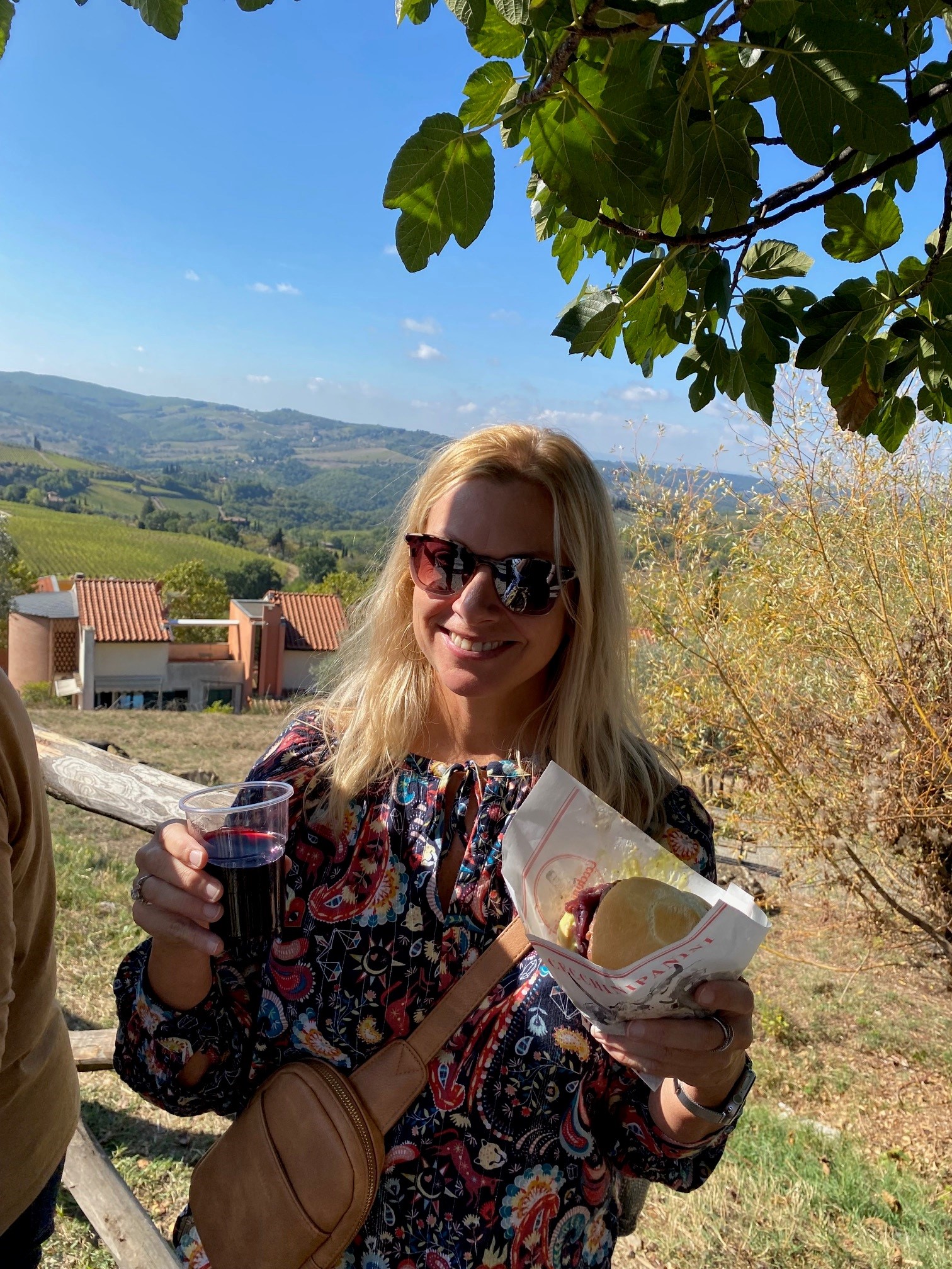 Me with wine & burger