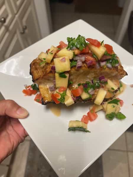 Fish on Pineapple Plank with Salsa