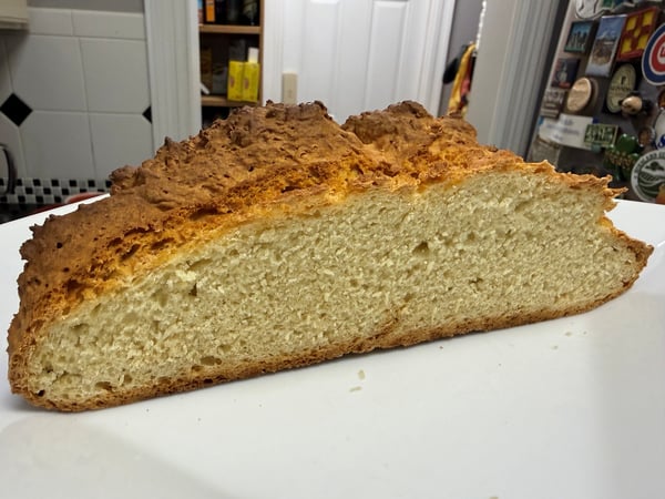 Soda bread cut in half