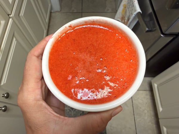 Strawberry sauce in bowl