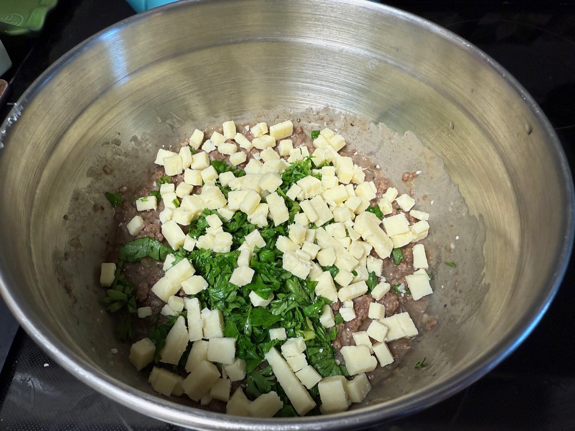 filling with cheese and parsley