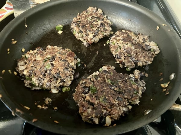 Cooking burgers second side
