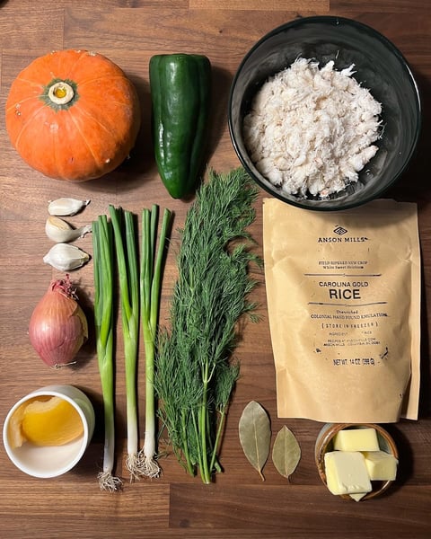 Carolina Gold rice mise en place