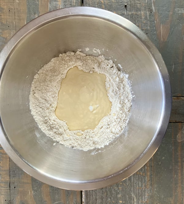 Dry ingredients with wet