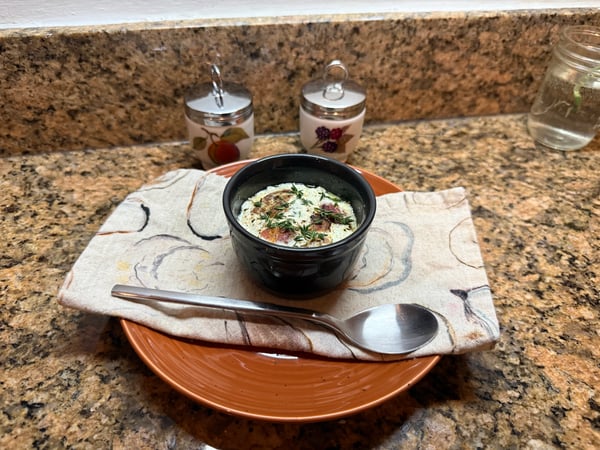 Plated coddled egg