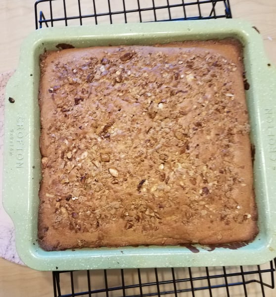 Finished Coffee Cake pulling at sides