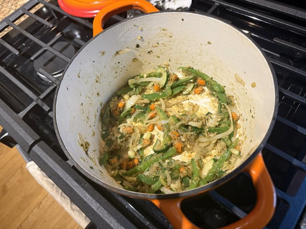 Cooked flour and vegetables
