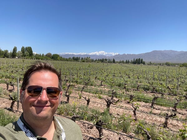 Jon visiting vineyard