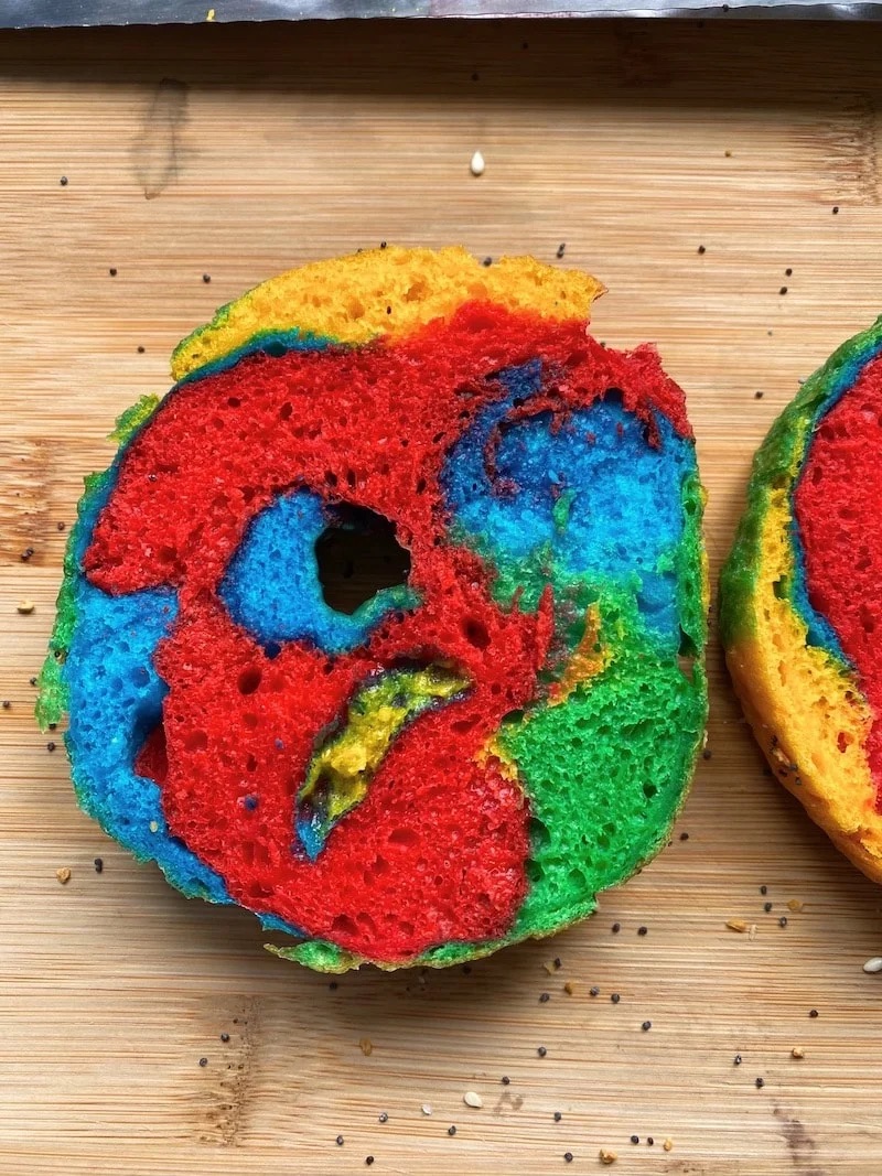Rainbow bagel inside