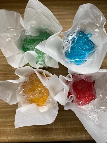 Rainbow bagel dough colors
