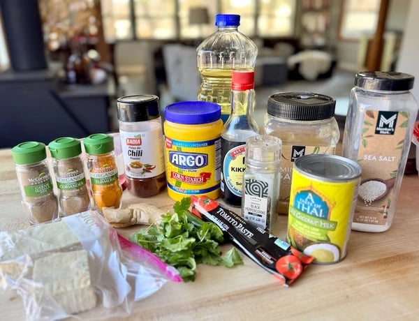Tofu Masala ingredients