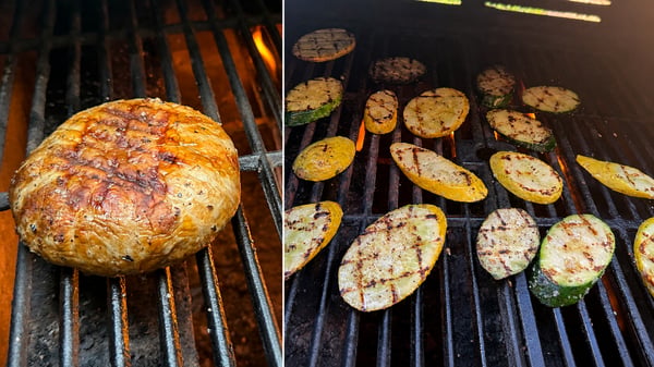 Mushroom and zucchini on the grill