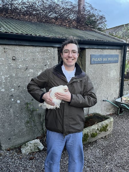 Matt with Chicken at Ballymaloe