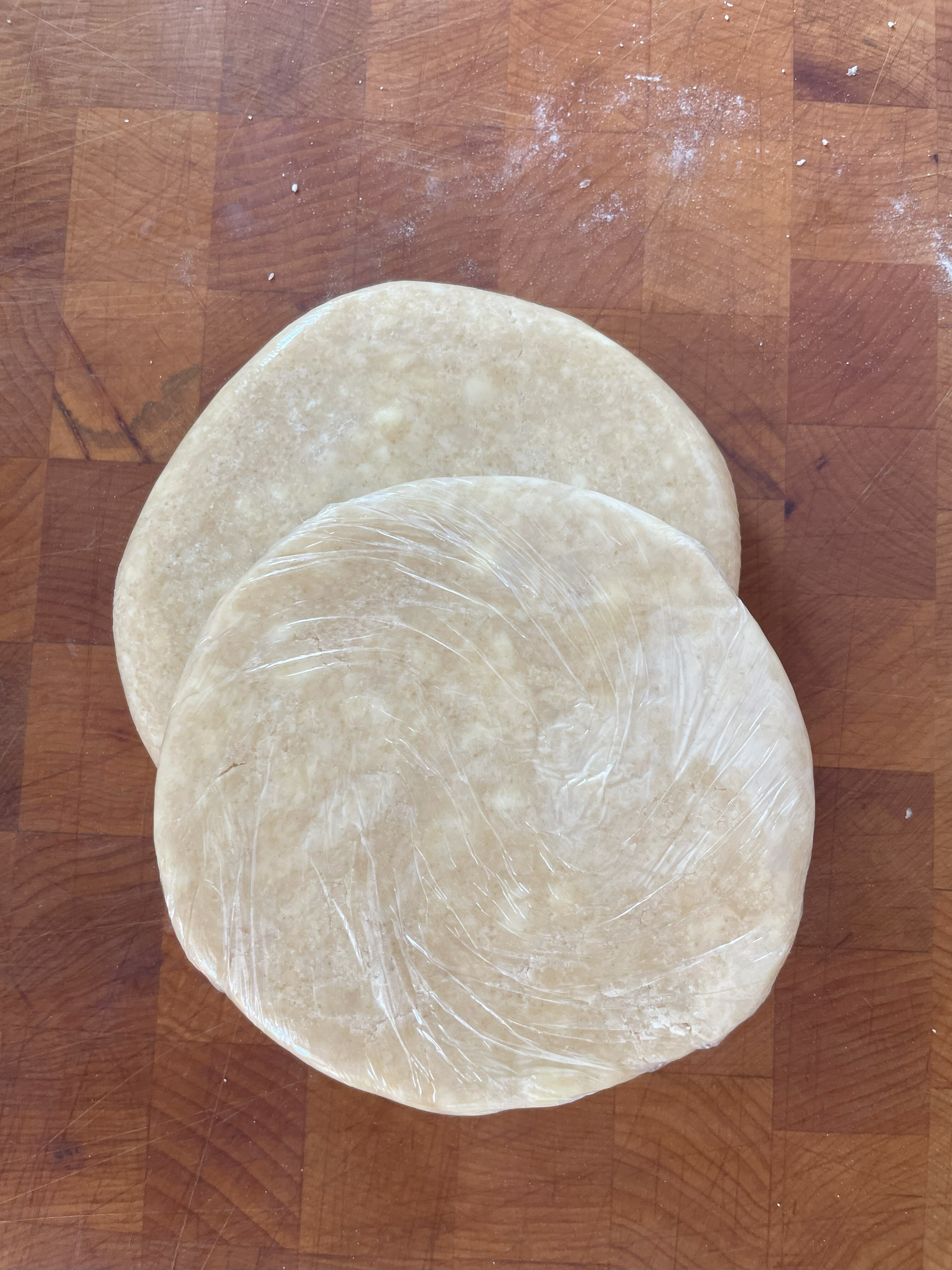 Two disks of dough