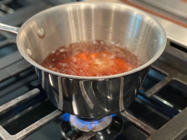 Orgeat syrup boiling