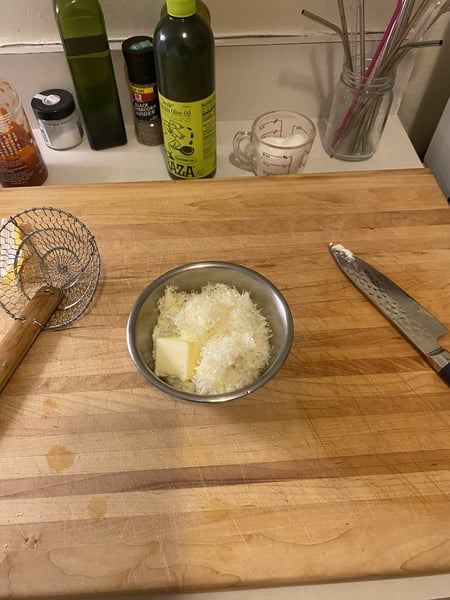 Grated cheese and butter