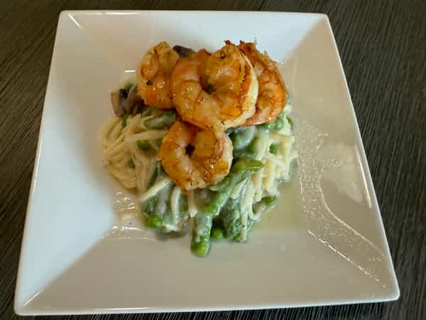 Hearts of Palm noodles with shrimp