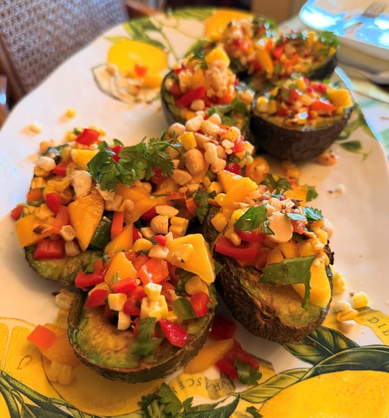 Sue's stuffed avocados