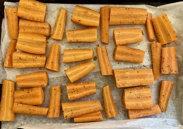 Carrots ready to roast