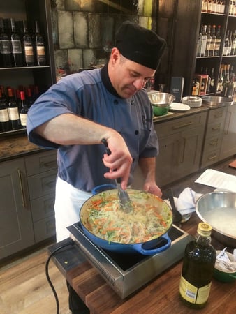 Roger cooks Noodles and Veggies