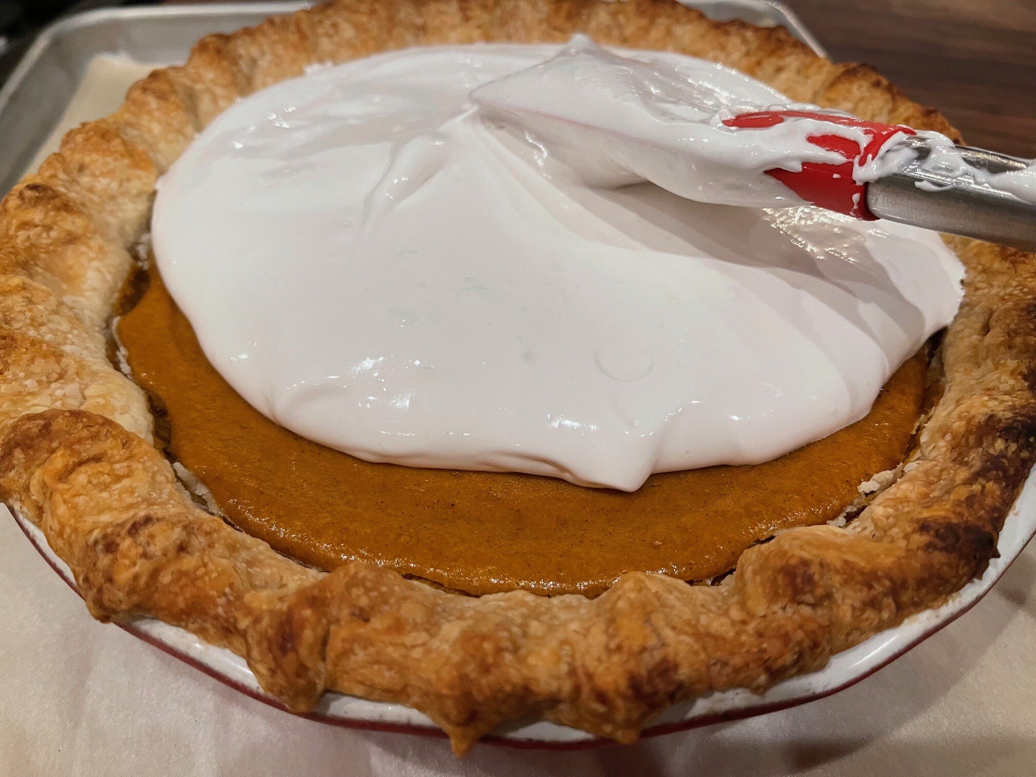 Topped pie with fluff