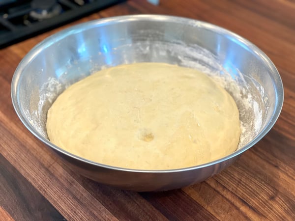 finished dough with indent