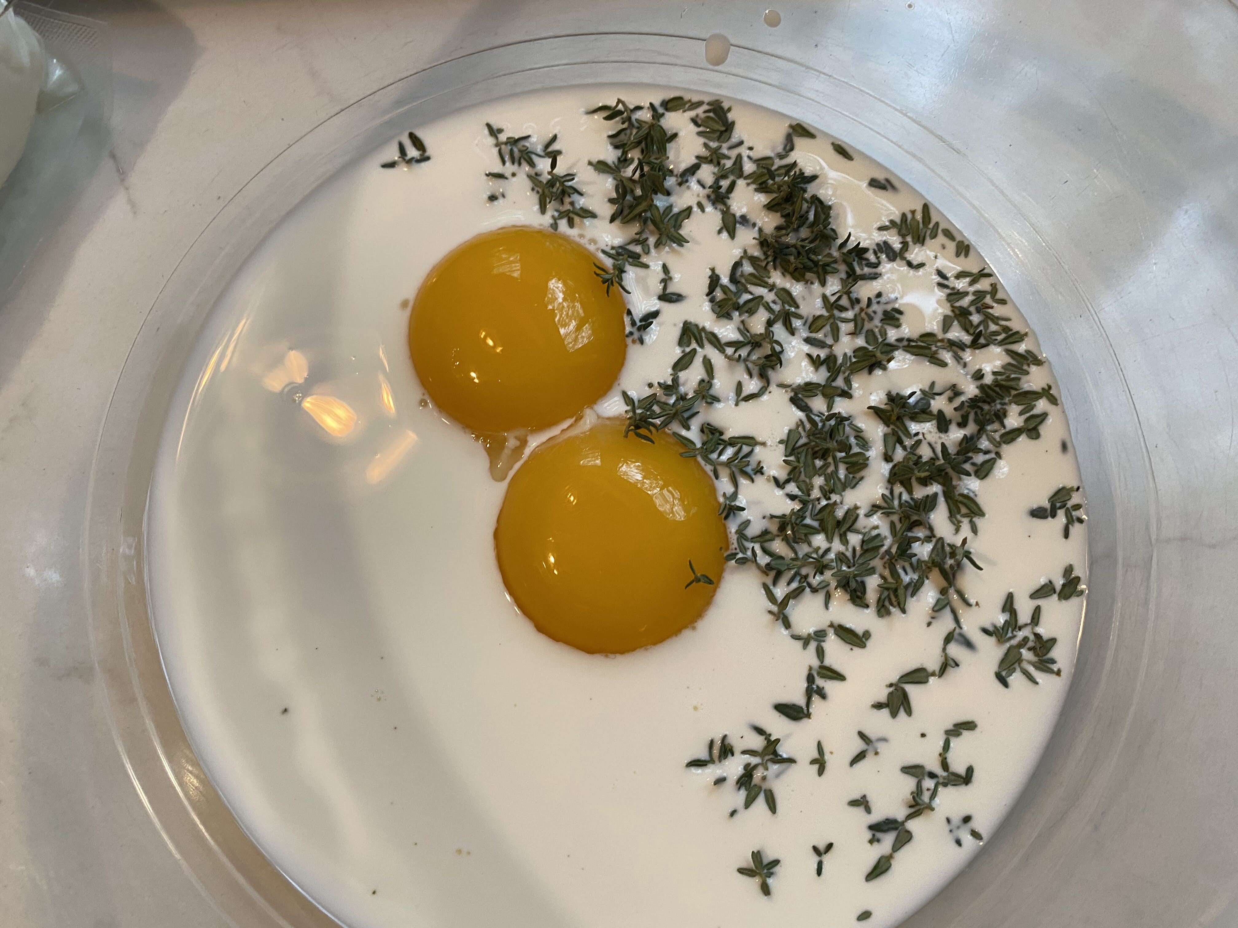 Eggs, cream and thyme