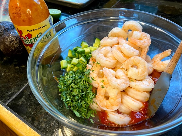 Shrimp and Ingredients in Bowl