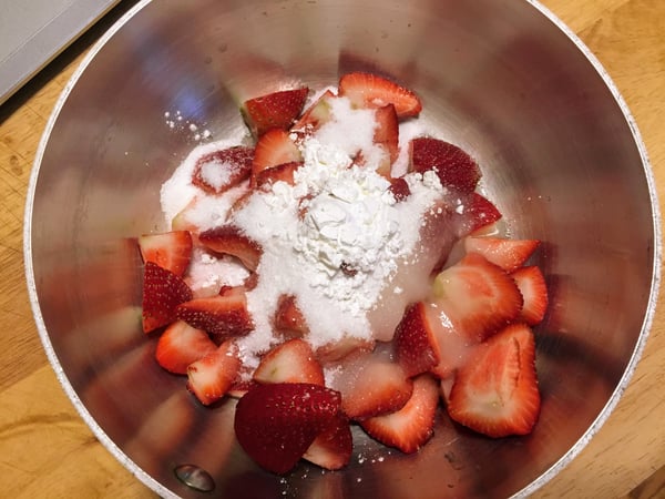 Strawberries with sugar & cornstarch