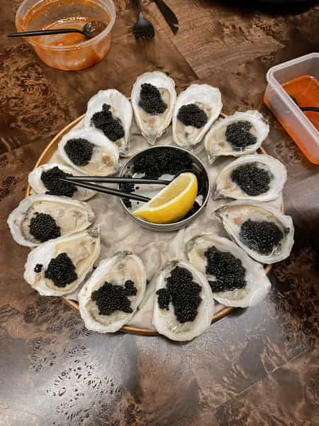 Oysters and cavier