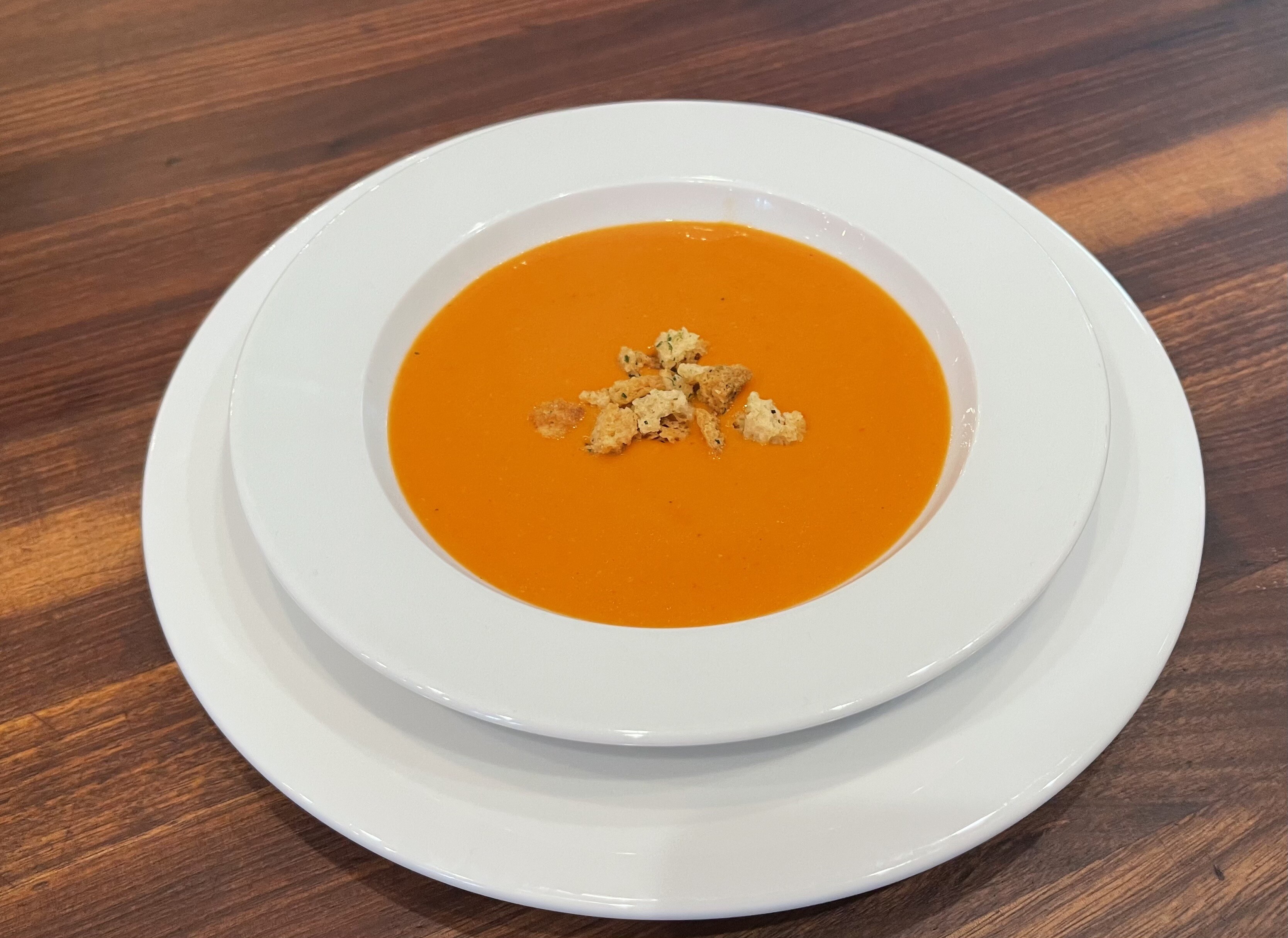 Plated tomato soup