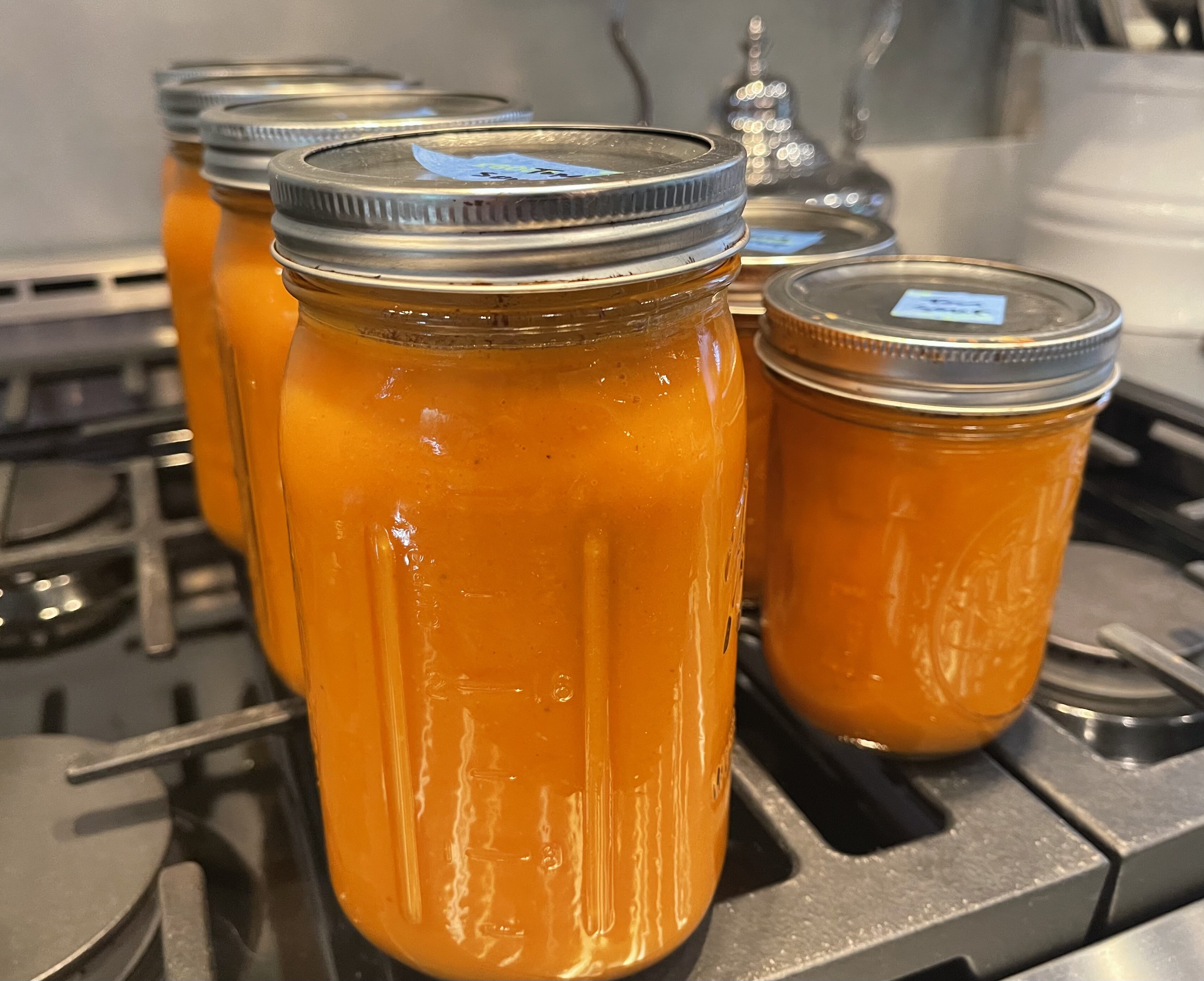 Tomato soup in jars