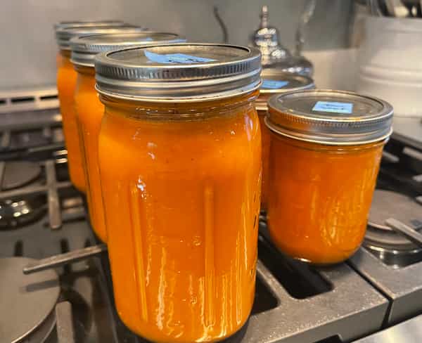 Tomato soup in jars