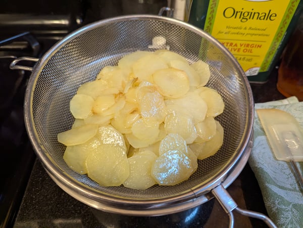 Drained potatoes