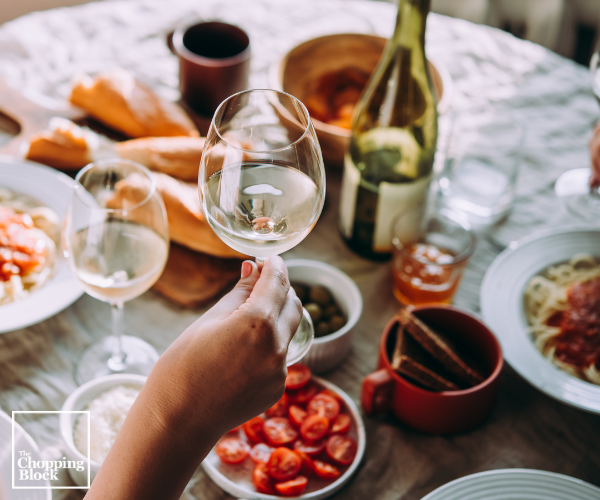 White wine with food