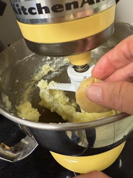 Beating almond paste