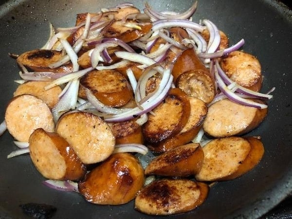 andouille and onions