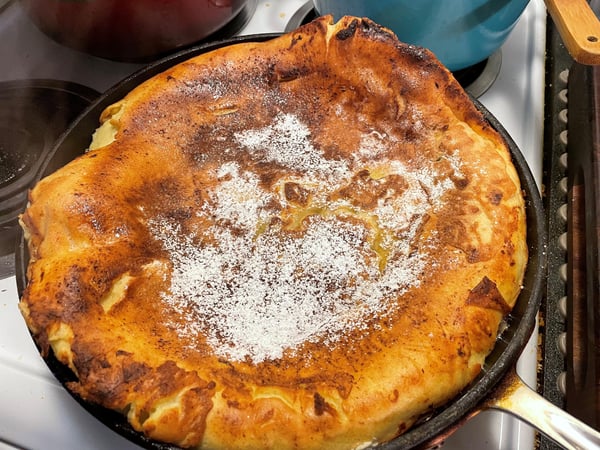 apple pancake in skillet