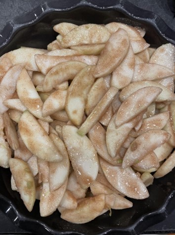 Apples mixed with dry ingredients