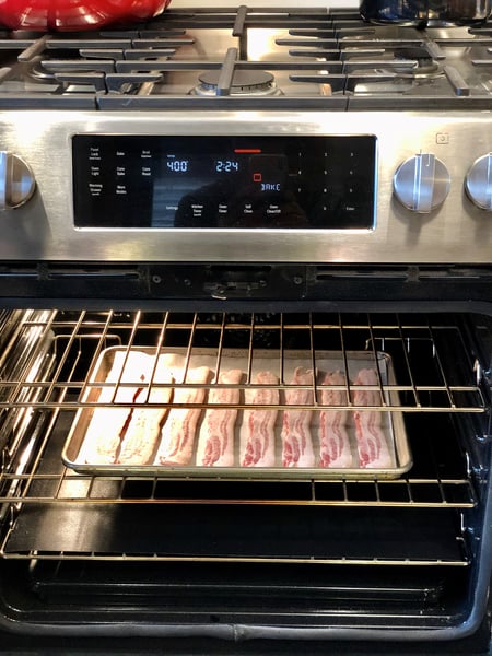 bacon sheet pan on middle oven rack