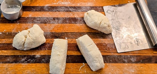 Bagel dough portioned