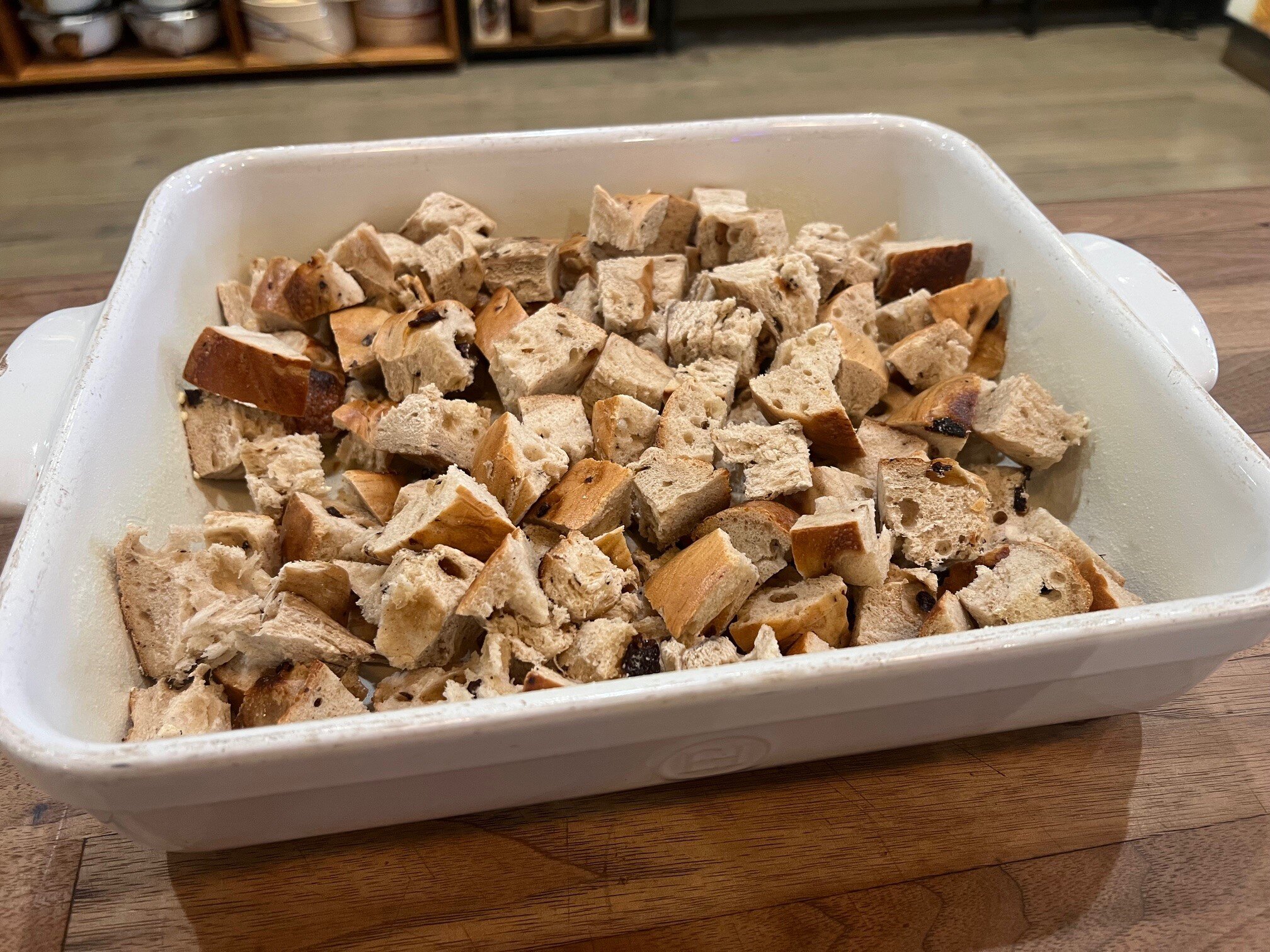 Bagels in baking dish