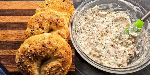 Bagels with smoked salmon dip