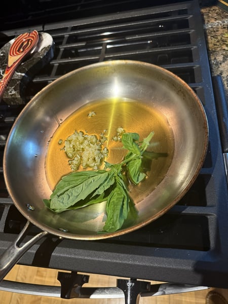 Oil with basil and garlic