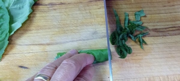 basil chiffonade