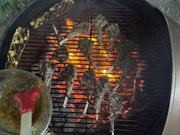Basting lamb chops